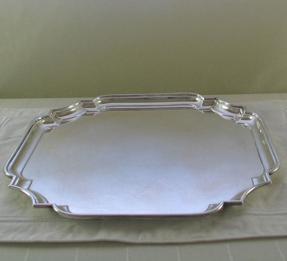 Silver Square Salvers, Chippendale Shaped Corners Silver Square Salvers, Chippendale Shaped Corners