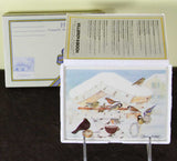 Collectors Porcelain Post Card Bird Feading, Designed by Karin Blumen