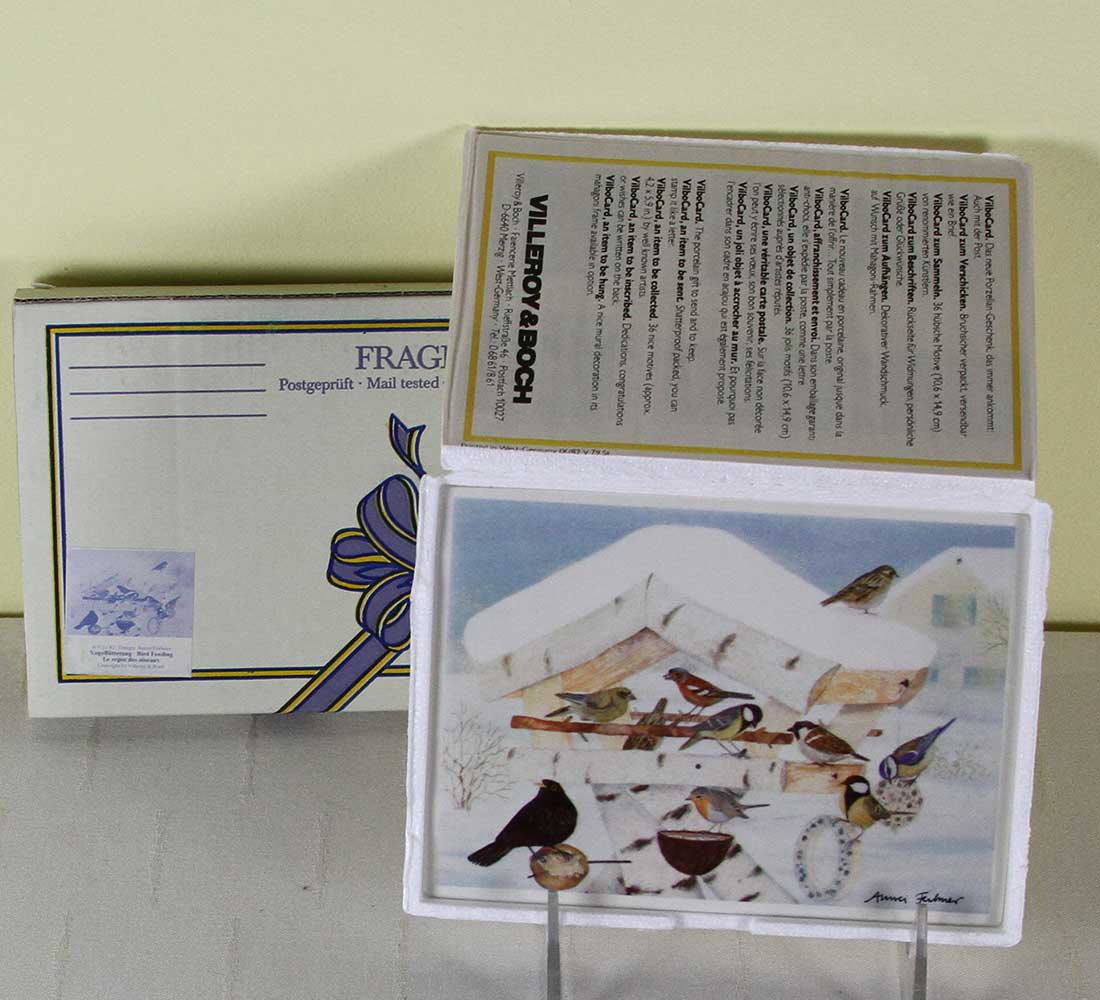 Collectors Porcelain Post Card Bird Feading, Designed by Karin Blumen Collectors Porcelain Post Card Bird Feading, Designed by Karin Blumen
