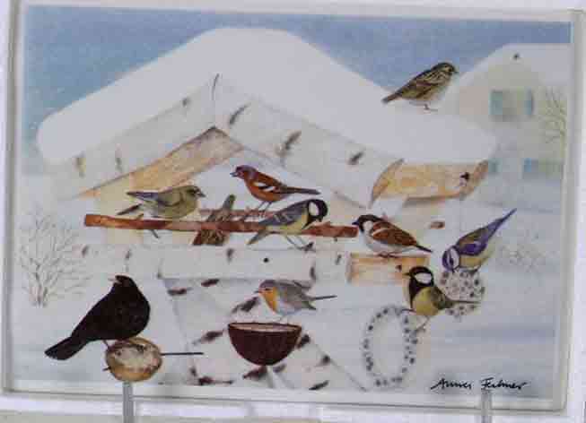 Collectors Porcelain Post Card Bird Feading, Designed by Karin Blumen Collectors Porcelain Post Card Bird Feading, Designed by Karin Blumen