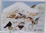 Collectors Porcelain Post Card Bird Feading, Designed by Karin Blumen