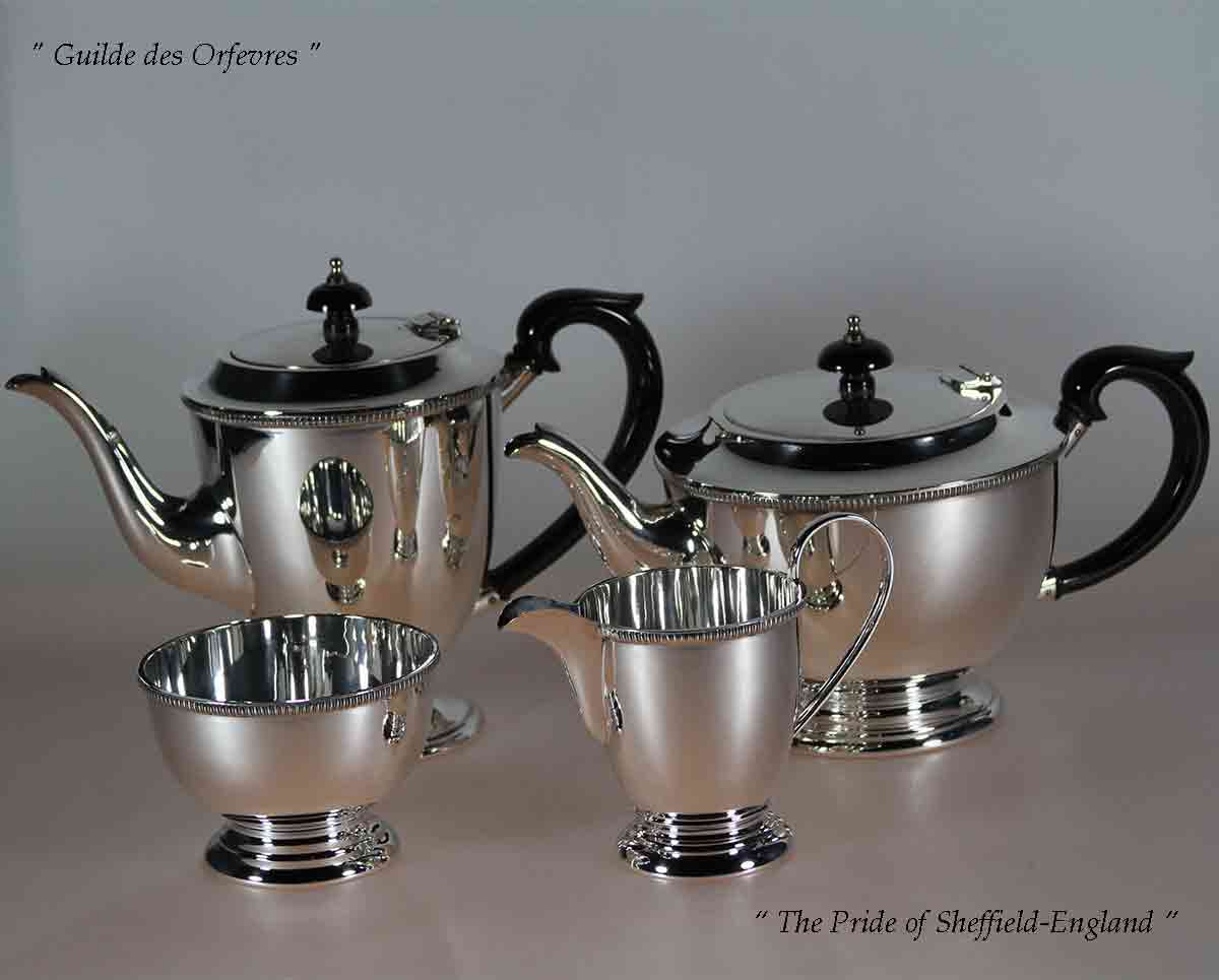 Silver Tea & Coffee Set, Gadroon Silver Tea & Coffee Set, Gadroon