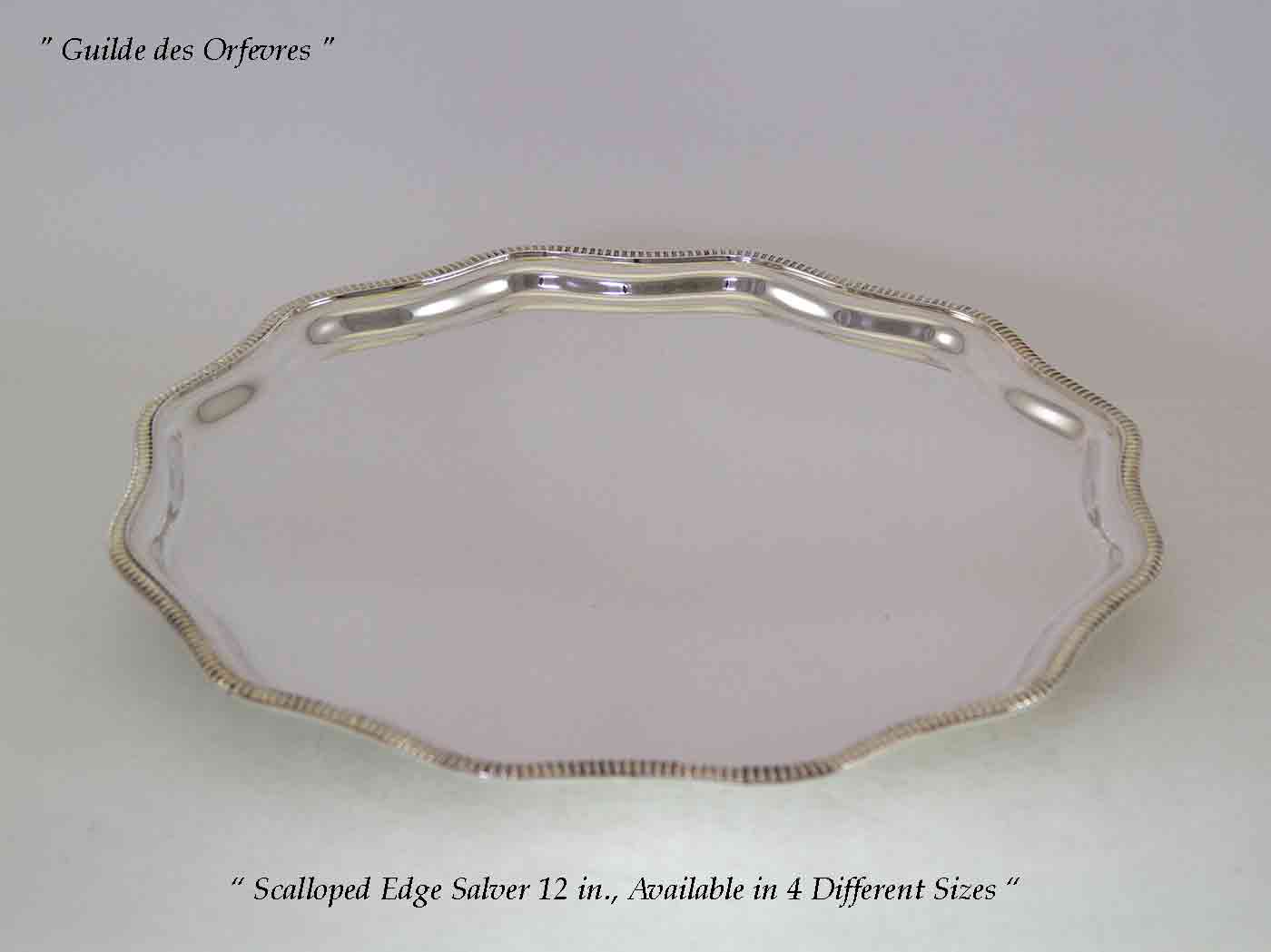Set of 3 Silver Salvers Scalloped Edge, Gadroon Set of 3 Silver Salvers Scalloped Edge, Gadroon