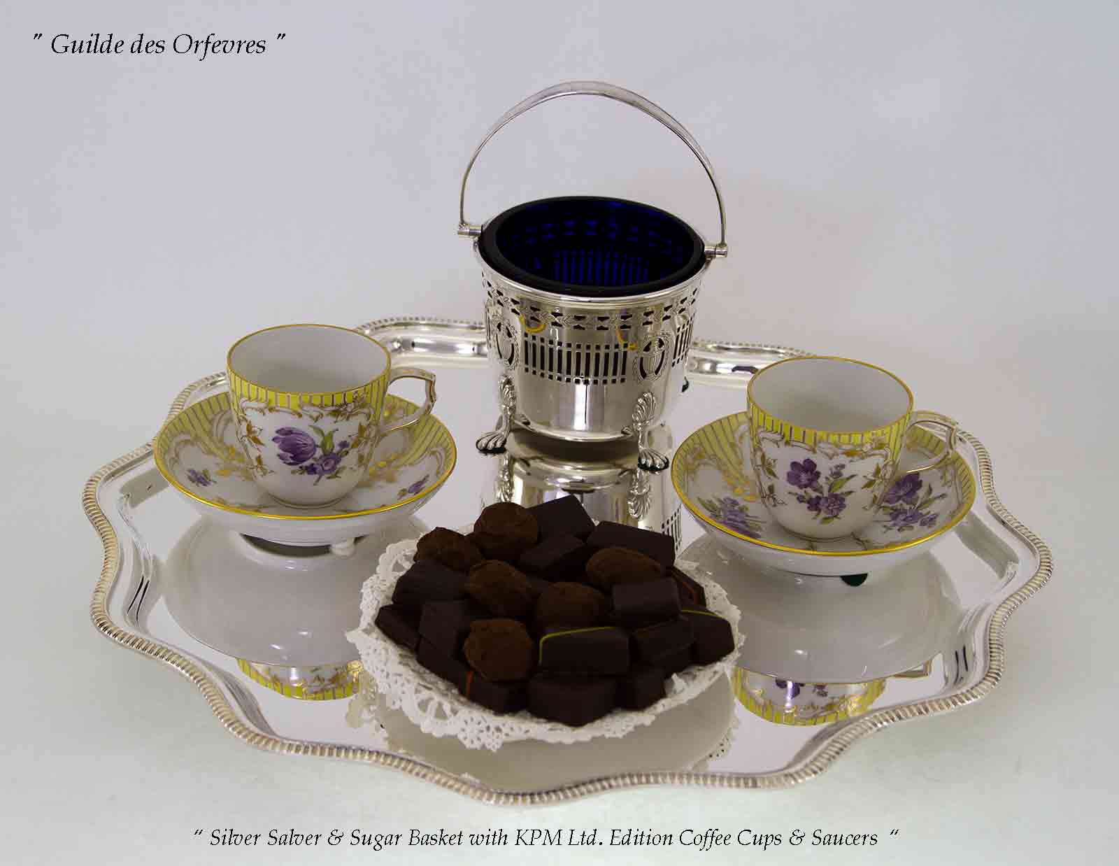 Set of 4 Silver Salvers Scalloped Edge, Gadroon Set of 4 Silver Salvers Scalloped Edge, Gadroon