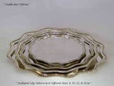 Set of 4 Silver Salvers Scalloped Edge, Gadroon