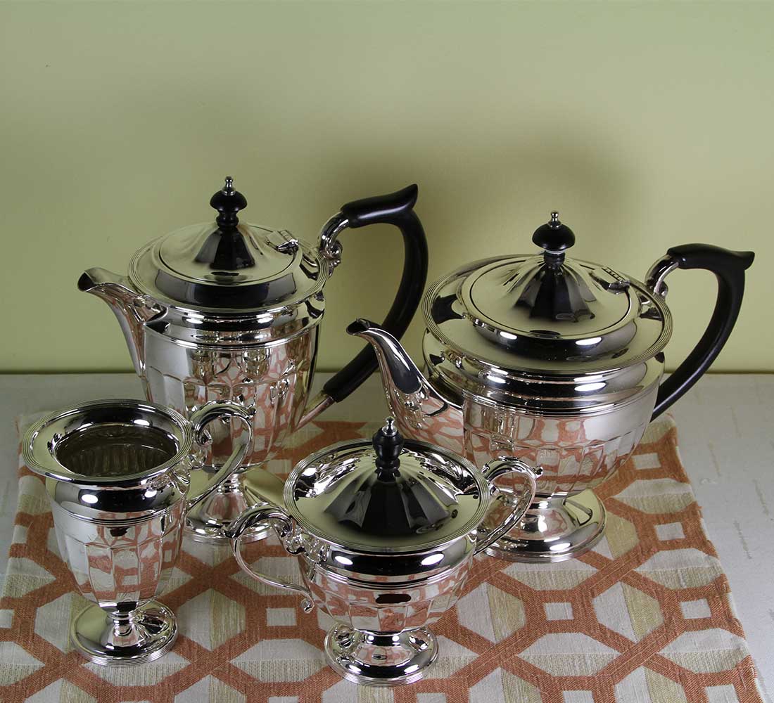 Silver Tea & Coffee Set, Hepple White Silver Tea & Coffee Set, Hepple White