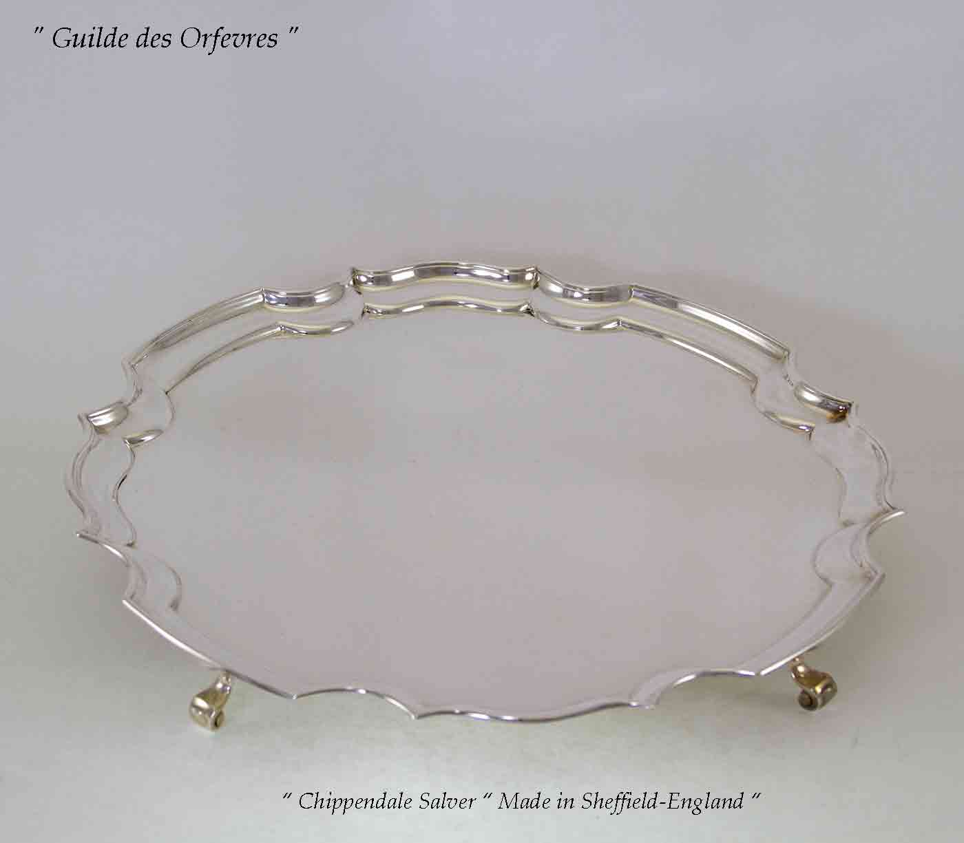 Silver Chippendale Salver with Feet Silver Chippendale Salver with Feet