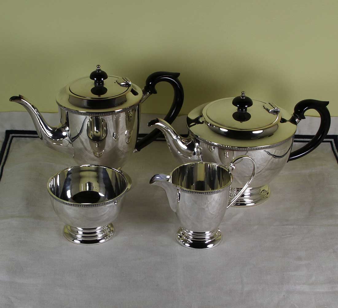 Silver Tea & Coffee Set, Gadroon Silver Tea & Coffee Set, Gadroon