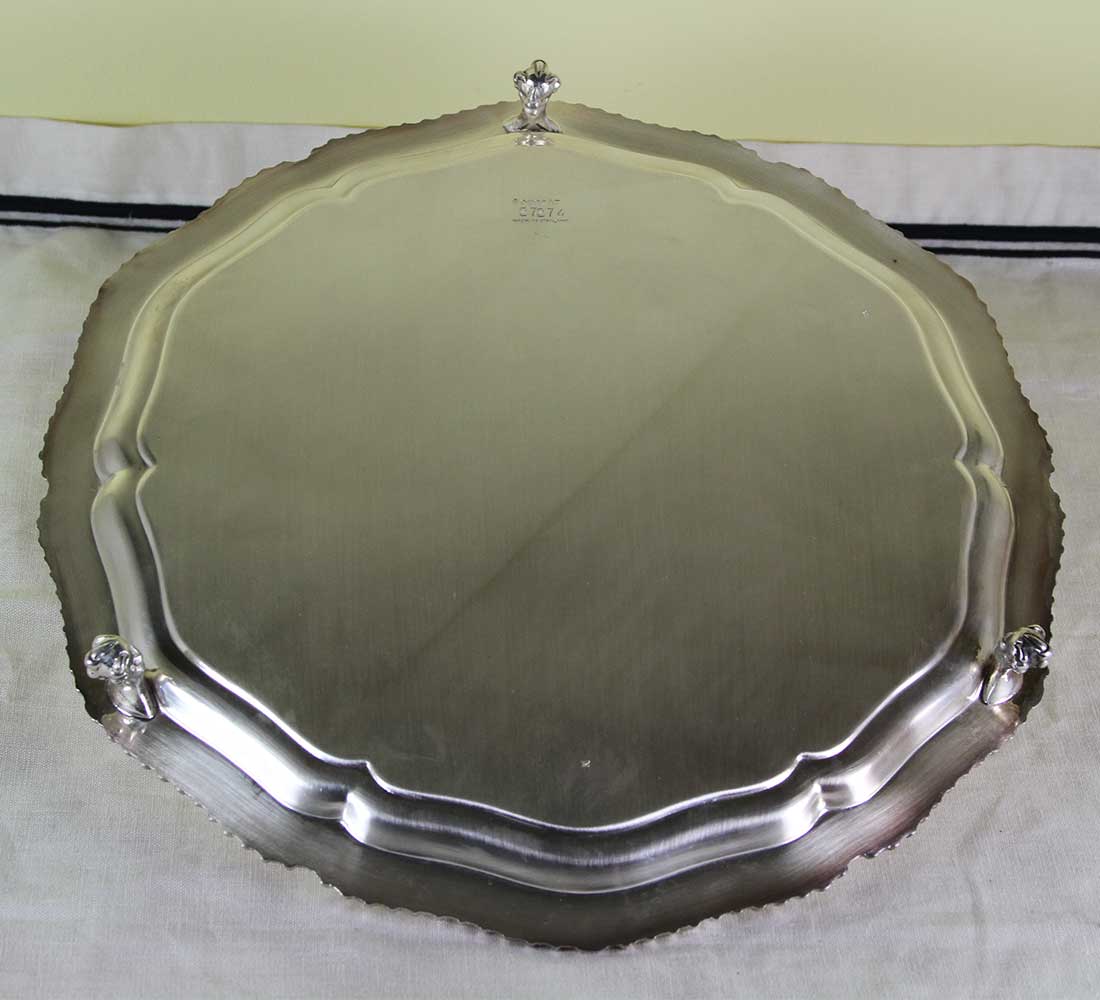 Silver Shaped Gadroon Salver with Feet 14 " Silver Shaped Gadroon Salver with Feet 14 "