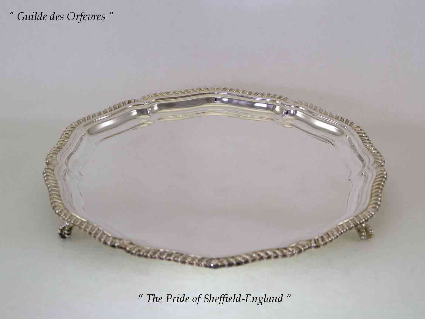 Silver Shaped Gadroon Salver with Feet 14 " Silver Shaped Gadroon Salver with Feet 14 "