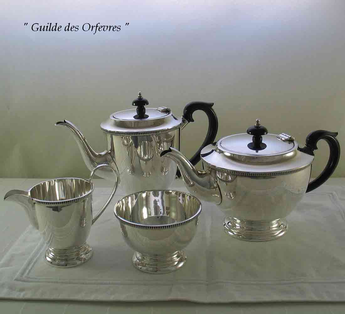 Silver Tea & Coffee Set, Gadroon Silver Tea & Coffee Set, Gadroon