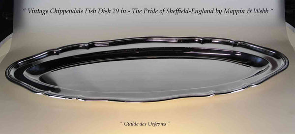 Vintage Silver Fish Platter 29 in. Chippendale