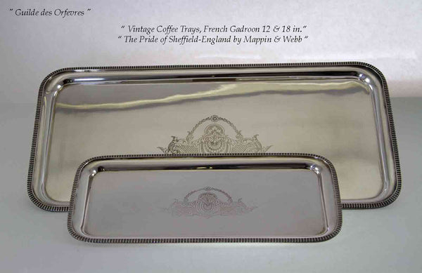 Vintage Silver Coffee-Tray 18 in. French Gadroon Applied Mount