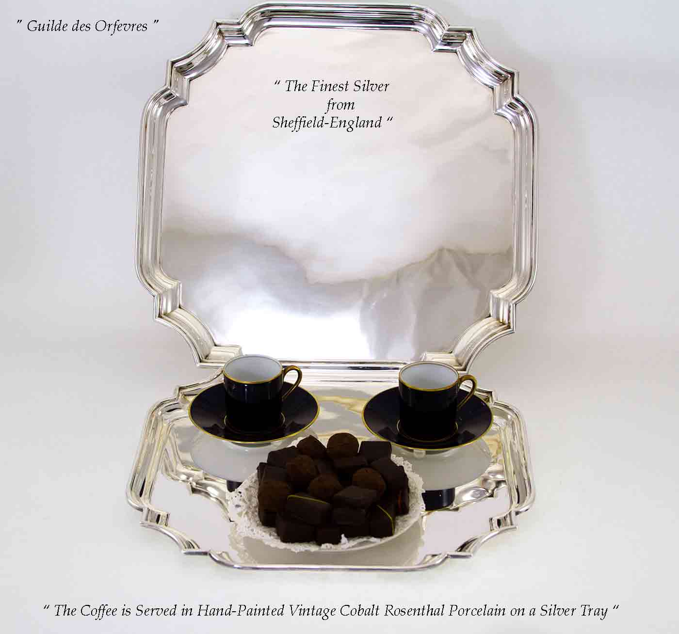 Silver Square Salvers, Chippendale Shaped Corners Silver Square Salvers, Chippendale Shaped Corners