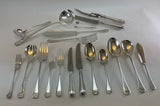 Pair Large Serving Spoon & Fork, Feather Edge.