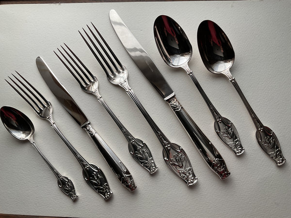 Sterling Silver 8-pc Place-Setting, Touraine-Art Nouveau