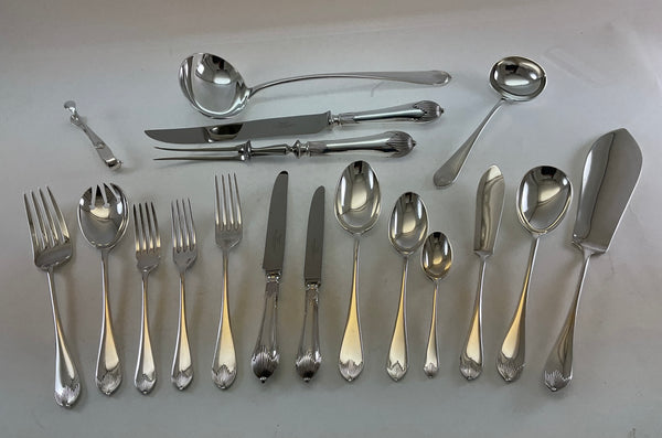 Complete European Cutlery Set for 12, including Fish Eaters & Serving Pieces 113 pieces. Georgian.