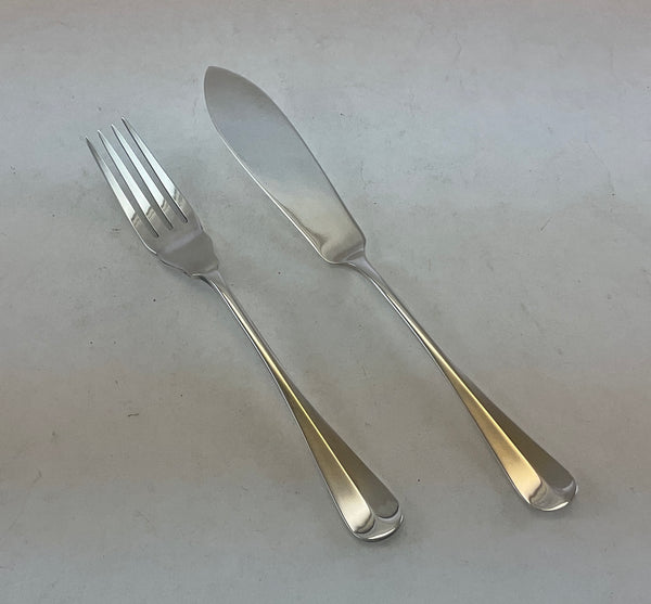 The Finest, Silver Set of 12 Pair Fish Eaters, Fish Forks & Fish Knives, Rattail .