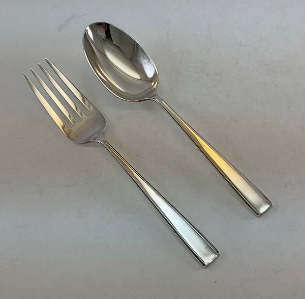 The Finest, Silver Plated Pair Large Serving Spoon & Fork, Leighton.