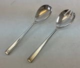 The Finest, Silver Plated Pair Salad Servers, Salad Spoon & Salad Fork, Leighton.