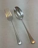 Pair Large Serving Spoon & Fork, Feather Edge.