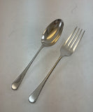 Pair Large Serving Spoon & Fork, Feather Edge.