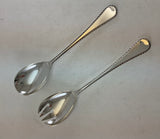 The Finest, Silver Plated Pair Salad Servers, Salad Spoon & Salad Fork, Feather Edge.