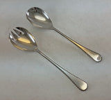 The Finest, Silver Plated Pair Salad Servers, Salad Spoon & Salad Fork, Feather Edge.