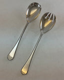 The Finest, Silver Plated Pair Salad Servers, Salad Spoon & Salad Fork, Feather Edge.