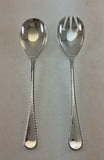 The Finest, Silver Plated Pair Salad Servers, Salad Spoon & Salad Fork, Feather Edge.