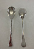 The Finest, Silver Plated Pair Salad Servers, Salad Spoon & Salad Fork, Feather Edge.