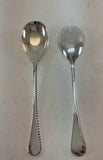 The Finest, Silver Plated Pair Salad Servers, Salad Spoon & Salad Fork, Feather Edge.