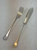 The Finest, Silver Plated 1 Pair Fish Eaters, Fish Fork & Fish Knife, Feather Edge.