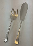 The Finest, Silver Plated Pair Fish Servers, Fish Serving Fork & Fish Serving Knife, Feather Edge.