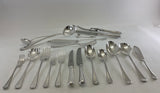Complete Cutlery Set for 12, including Fish Eaters & Serving Pieces, Feather Edge