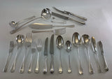 Complete Cutlery Set for 12, including Fish Eaters & Serving Pieces, Feather Edge