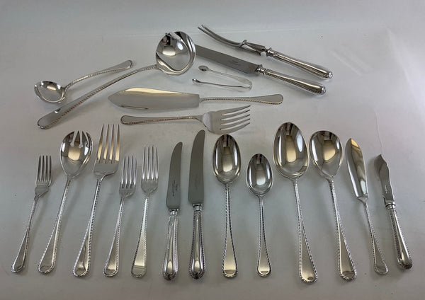 Complete Cutlery Set for 12, including Fish Eaters & Serving Pieces, Feather Edge