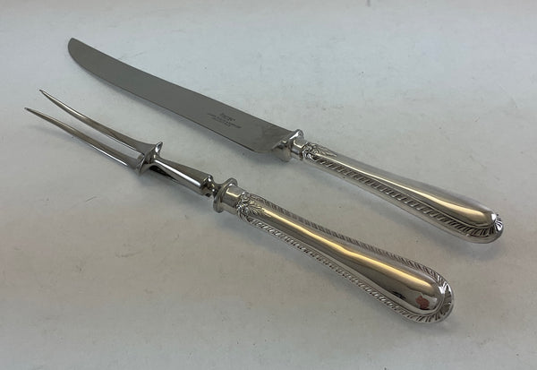 The Finest, Silver Plated Pair Carving Set, Carving Fork & Carving Knife, Feather Edge.