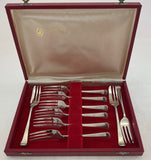 A Vintage New Set of 9 Silver Pastry Forks, Art Deco