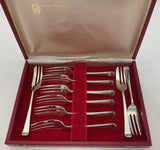 A Vintage New Set of 9 Silver Pastry Forks, Art Deco