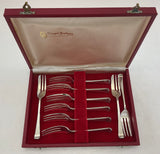 A Vintage New Set of 9 Silver Pastry Forks, Art Deco