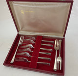 A Vintage New Set of 9 Silver Pastry Forks, Art Deco