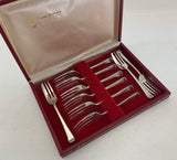 A Vintage New Set of 9 Silver Pastry Forks, Art Deco