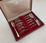 A Vintage New Set of 9 Silver Pastry Forks, Art Deco