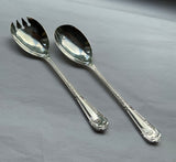 Silver Pair Salad Servers, Salad Spoon & Salad Fork, La Regence