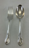 Silver Pair Large Serving Spoon & Fork, Lily.