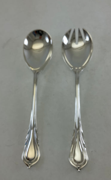 Silver Pair Salad Servers, Salad Spoon & Salad Fork, Lily.
