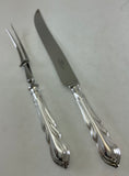 Silver Plated Pair Carving Set, Carving Fork & Carving Knife, Lily.