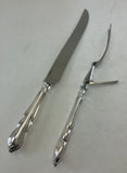 Silver Plated Pair Carving Set, Carving Fork & Carving Knife, Lily.