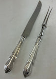 Silver Plated Pair Carving Set, Carving Fork & Carving Knife, Lily.
